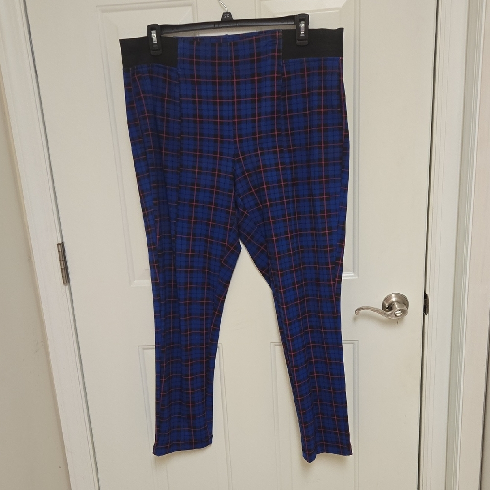 Women's Blue Plaid Pants